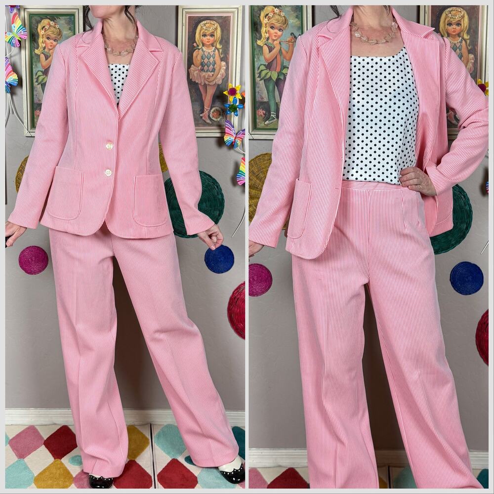 Vintage Pink Pinstripe Pantsuit - Picture 5 of 9